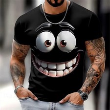 Mens Funny Face 3D Print T
