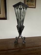 Vintage Vase, Art Deco  Italian Wrought iron & Caged Glass  Hand Blown C:-1940s.