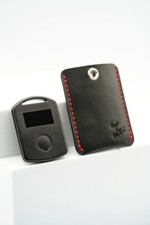 Car Alarm / Tag / Tracker Fob  - Case / Pouch / Holder - Genuine Black Leather
