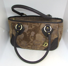 Dents Women's Brown Brocade & Leather Handbag, Lined, Zip Closure