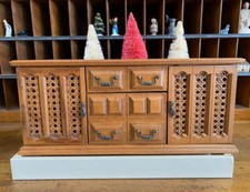 Vintage London Leather Wood Wooden Dresser Jewelry Box Taiwan  9 Drawers Velvet