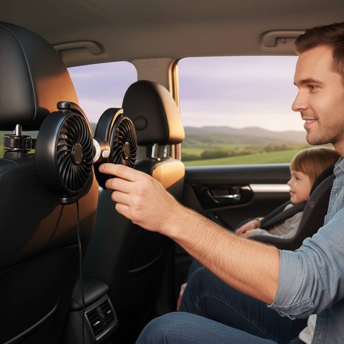 Twin head car fan multi - head, multi-angle
