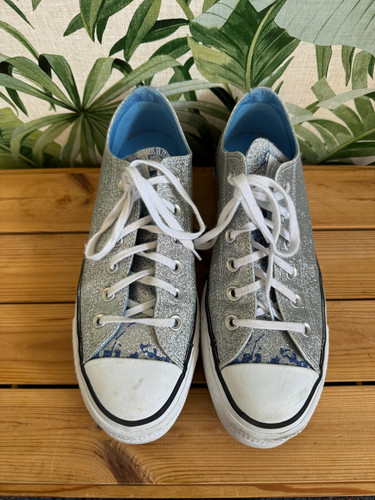 Converse silver glitter
