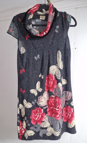 Apricot grey red cream - apricot, floral