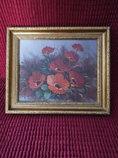 DEVLIN POPPY OIL PAINTING WITH WOODEN DECORATIVE FRAME