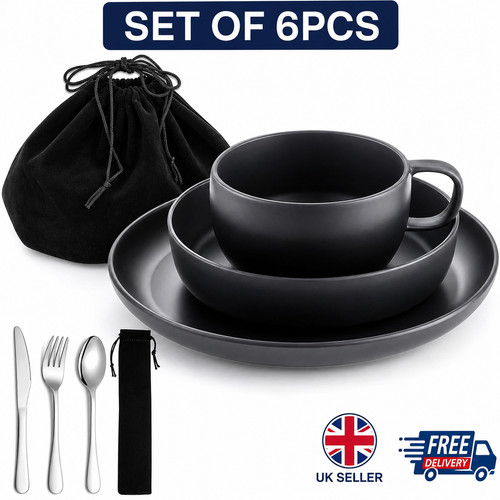 6pc camping dinnerware - camping, set