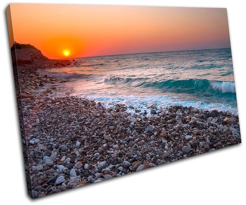 Pebble beach sunset seascape - beach,