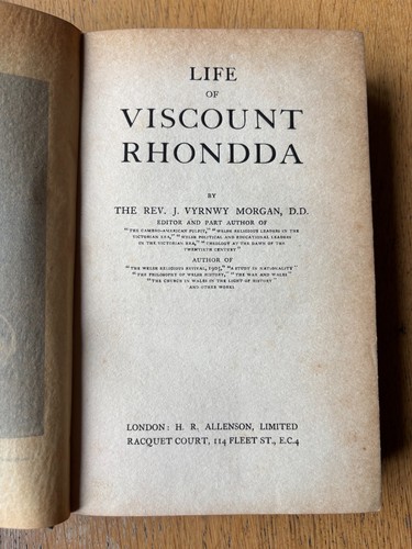 Life viscount rhondda 1919 - viscount,