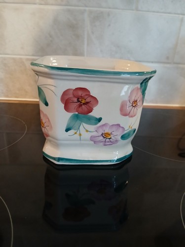 Vintage handpainted plant pot - vintage,
