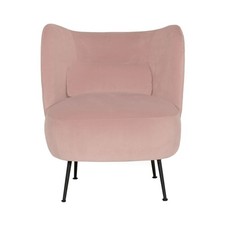 *WAS £240* ISLA OCCASIONAL CHAIR / LIGHT PINK / VELVET / BLACK METAL LEGS