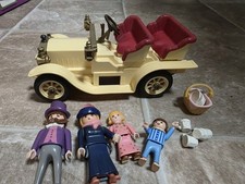 Vintage Playmobil Car With Four Figures, Luggage And Extras