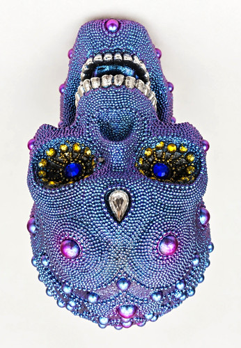 Beaded rhinestone resin skull - beaded,