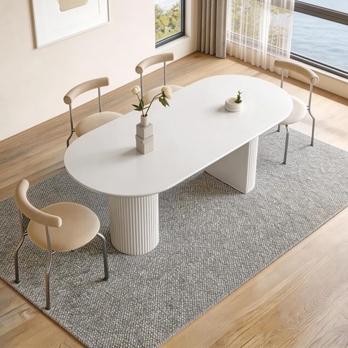 Cream white oval dining - cream,