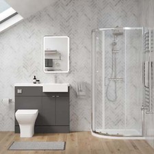 Complete 1000mm Grey Vanity WC Unit Chrome Offset Quad Shower Suite LH 1200x800