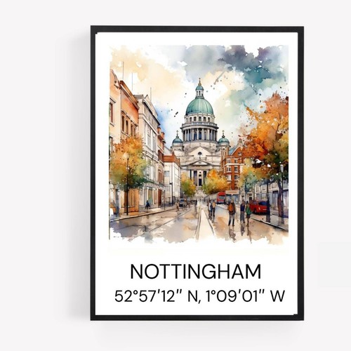 Nottingham cathedral map print - map,