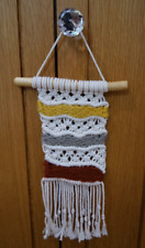 Macrame wall hanging on wooden dowel Boho wall decor small 32cm from hanger