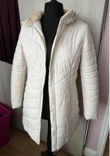 BNWT Centigrade Mixed Quilted Winter Coat with   Hood Size Medium Ivory RRP £80