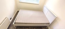 ?️ IKEA ASPELUND Double Bed Frame (White) + IKEA SULTAN Mattress (Beige)