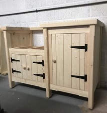 freestanding Belfast sink unit &Side cupboard Solid Pine Kitchen Utility