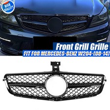Front Bumper Grill Grille For 08-14 Mercedes C-Class W204 C204 S204 Gloss Black