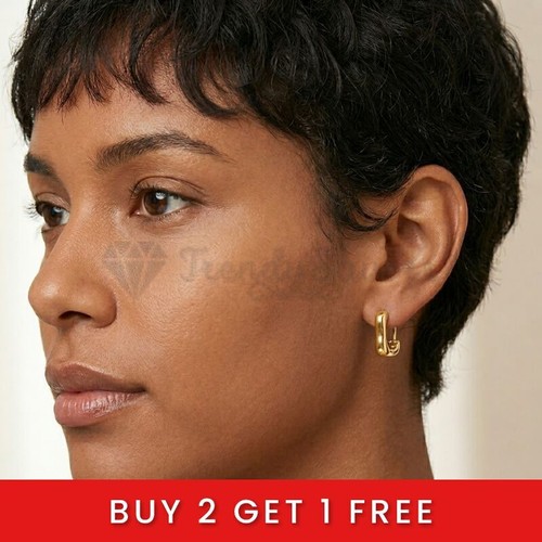 18ct gold square hoop earrings - 18ct,