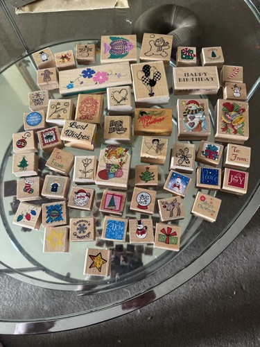 Job lot wooden rubber stamps - job,