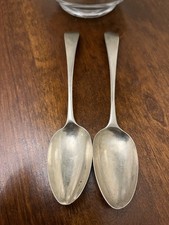 EDINBURGH 1806 SOLID SILVER MATCHING DESERT SPOONS NICE PAIR MAKER AE
