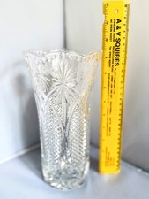 Vintage Heavy Cut Glass Vase