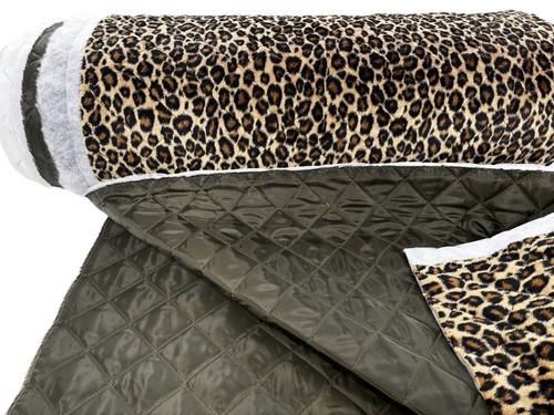 Quilted leopard print fabric - quilted,