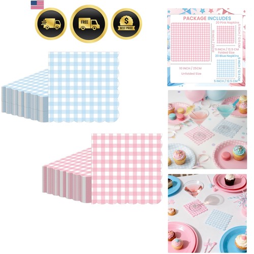 40pcs gingham scalloped - 40pcs,