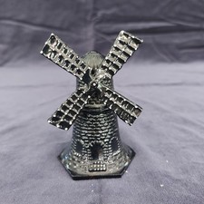 Black Metal Windmill Small Bell Ornament Excellent Condition