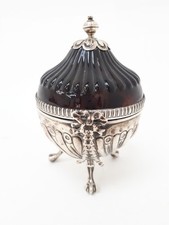 Antique Sterling silver & Glass Hallmarked string Box William Comyns & Sons 158g