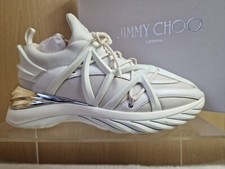 Ladies Jimmy Choo Cosmos Trainers Sneakers Size 6 UK / 39 EU White And Silver 