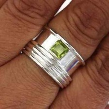 Peridot 925 Sterling Silver Band& Spinner Meditation Handmade Ring All Size-U-74