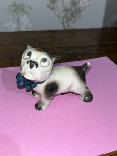 Vintage mini porcelain bulldog - porcelain,