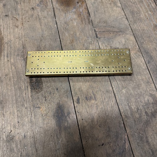 Antique wood brass cribbage - brass,