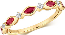 9ct gold ring 0.5ct ruby diamond marquise eternity size m 9 carat yellow gold