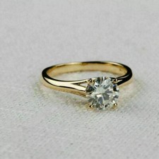 2 Ct Round Cut Diamond Solitaire Women's Ring 14k Yellow Gold Finish Size P
