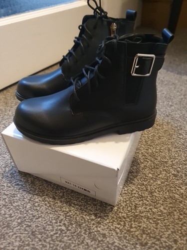 Girls black school ankle boots - black,
