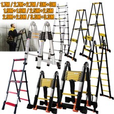 1.7M-6.6M(3.3M+3.3M) Aluminium A-Frame Folding Multi-Purpose Telescopic Ladders