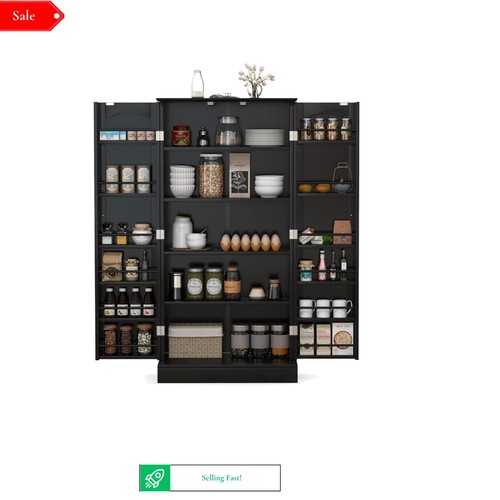 Black wooden kitchen cupboard - black,