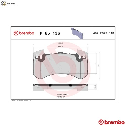 Brake pad set disc - brake, p