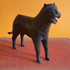 Bronzed Leopard Statue Ethnographic Style Figurine Cast Metal