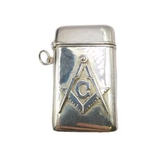 Sterling 925 Silver Masonic Vesta Case - Mason Freemasons