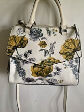 FIORELLI WHITE FLORAL PRINT LEATHER HANDHELD CROSSBODY MESSENGER TOTE HANDBAG