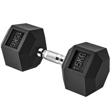 Homcom 15kg single rubber hex - 15kg,
