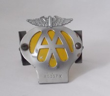 VINTAGE MOTORCYCLE SCOOTER AA BADGE 80307 X PREFIX 1950s/60s