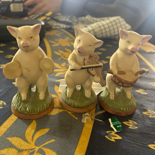 Set ceramic pig musician - ceramic,