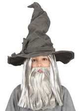 Childrens Size Deluxe Grey Faux Suede Boys Wizard Hat Kids Gandalf Fancy Dress
