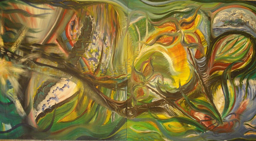Original oil wood abstract - oil,